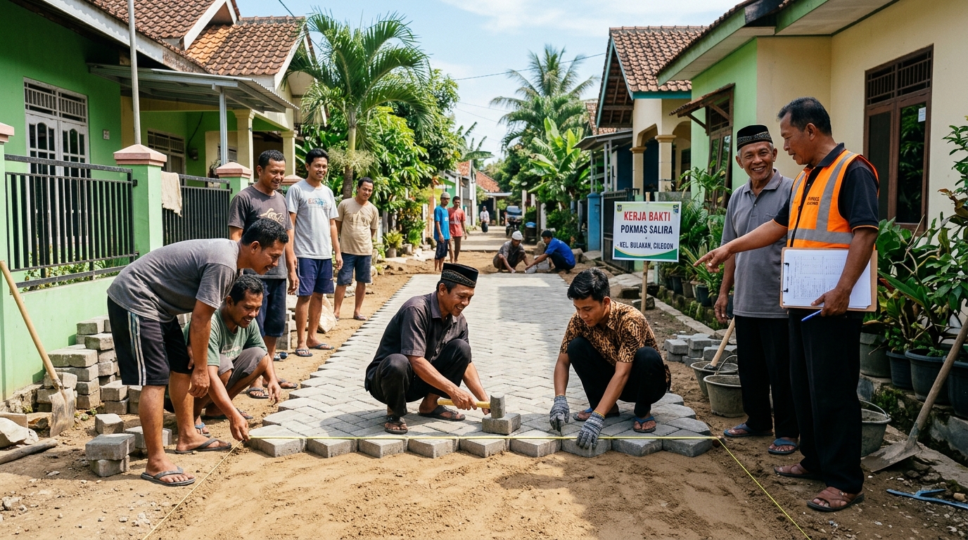 Perbaikan Jalan Gang di Lingkungan Kedaleman Selesai 100%